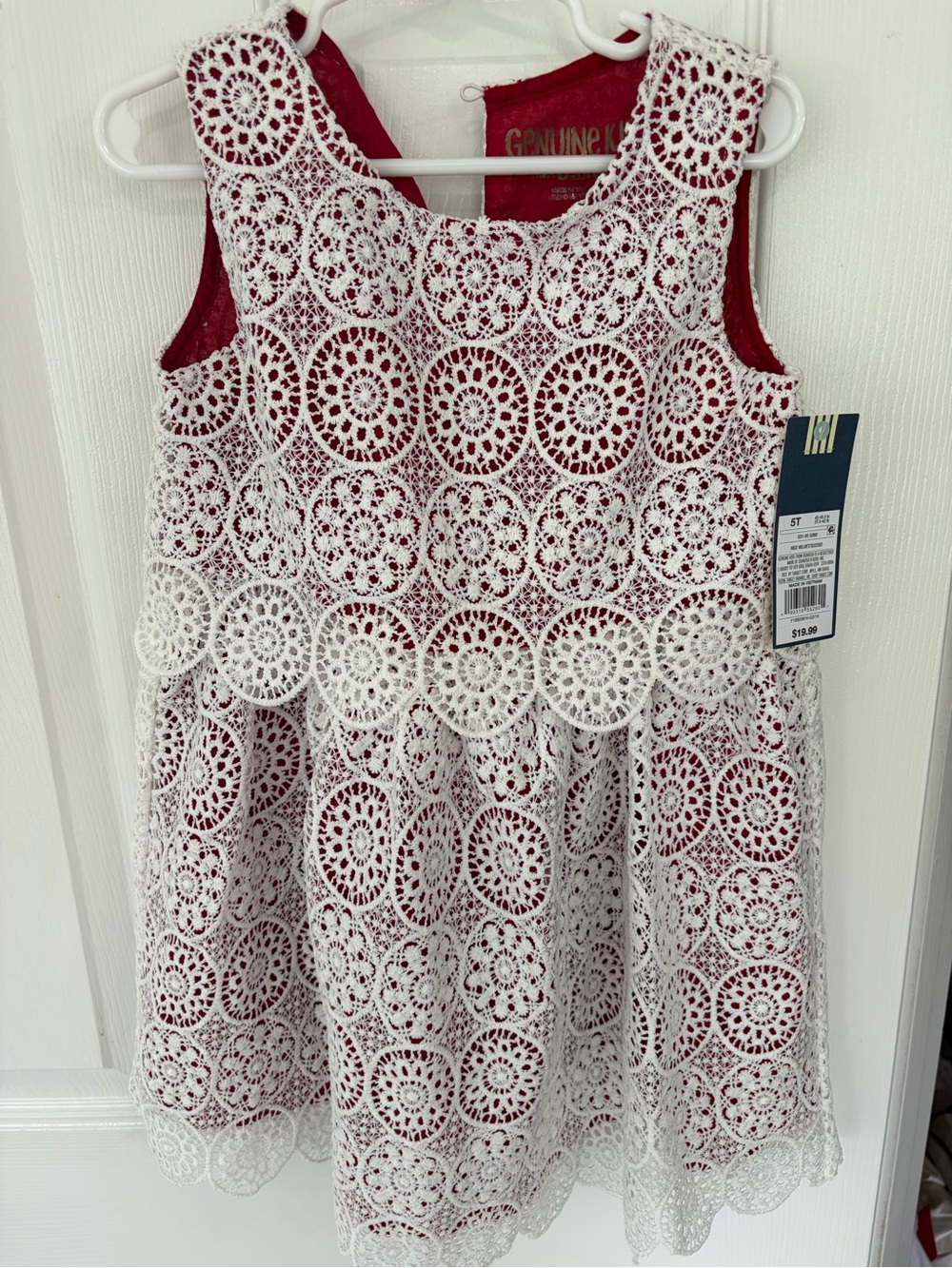 OshKosh B'gosh Red Dress with White Lace Overlay